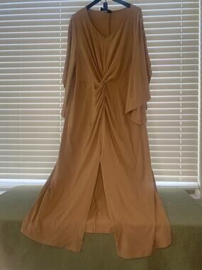CICIDUDU Women’s 4XL Beige Twist Front Kaftan Maxi Dress Boho Flowy Batwing